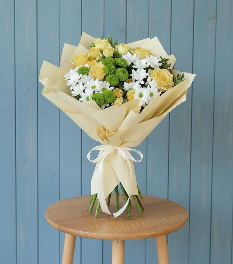 Букет цветов из: Хризантемы и Розы во Фрязево