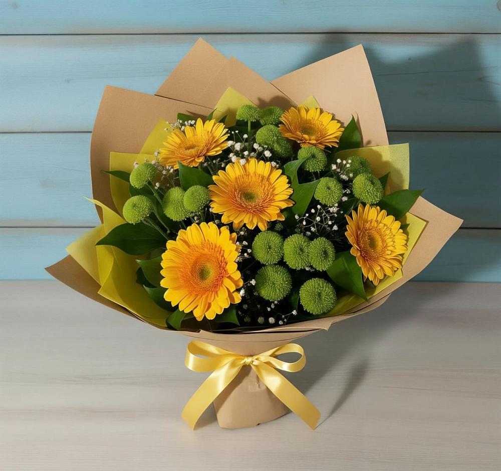 Букет цветов из: Герберы и Хризантемы во Фрязево
