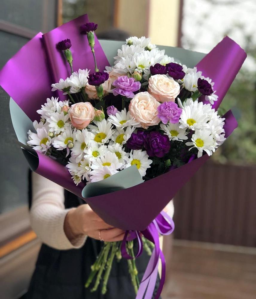 Букет цветов из: Хризантемы, Гвоздики и Розы во Фрязево