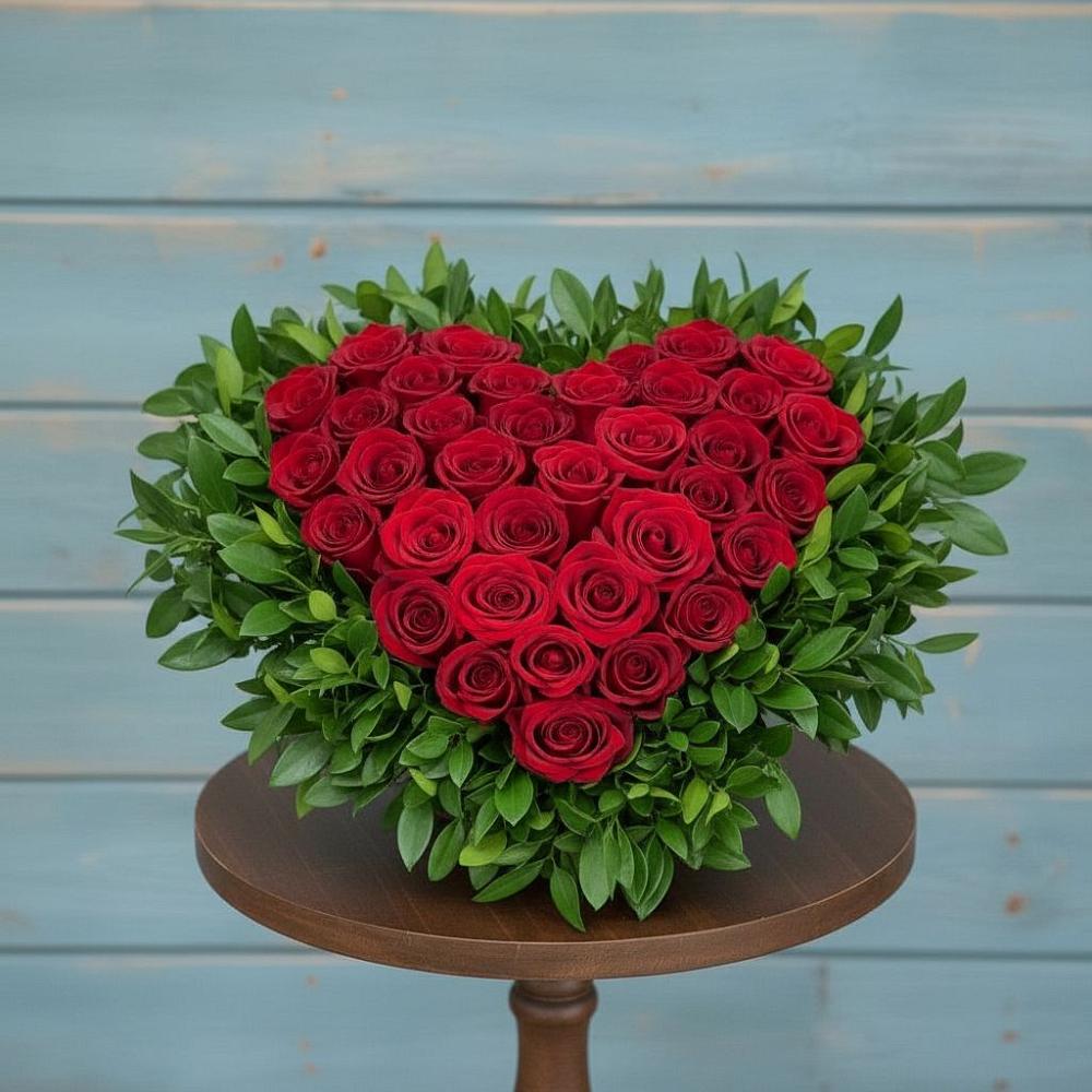 Цветочная композиция из Розы в виде сердца во Фрязево