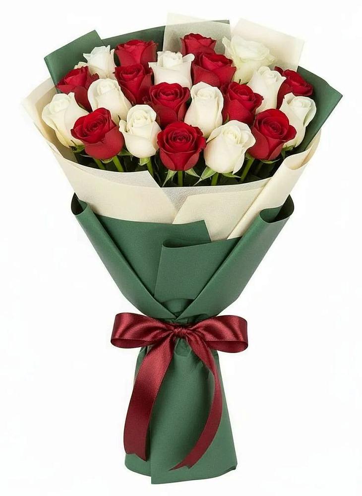 Букет Микс из красных и белых роз во Фрязево