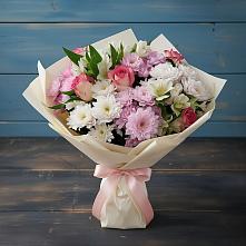 Букет цветов из:  Хризантемы, Альстромерии и Розы #REPLACE_PRED# Фрязево