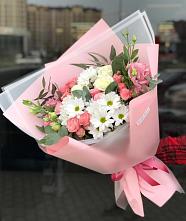 Букет цветов из:  Розы, Лизиантусы и Хризантемы во Фрязево