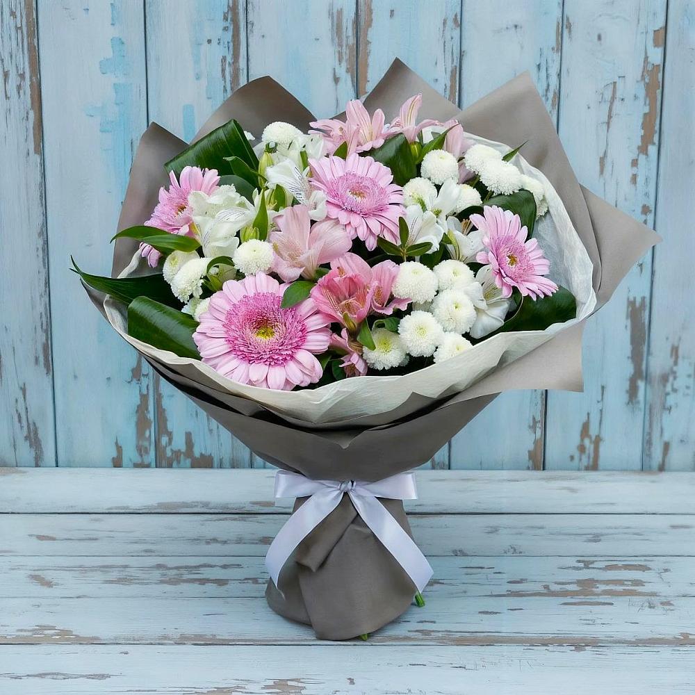 Букет цветов из: Герберы, Альстромерии и Хризантемы во Фрязево