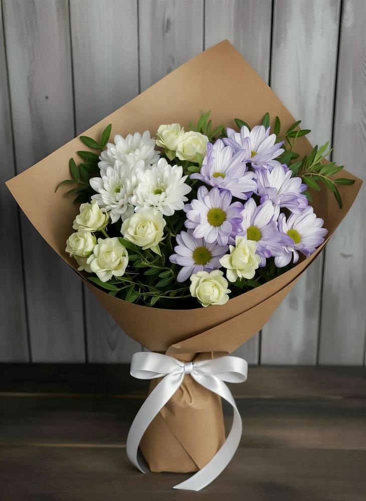 Букет цветов из: Хризантемы и Розы во Фрязево