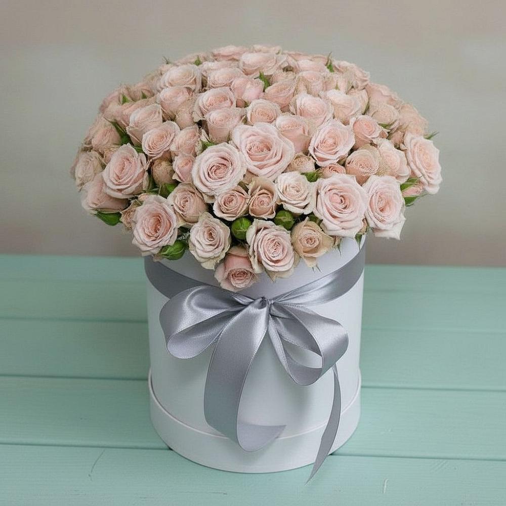 Цветочная композиция из Розы в шляпной коробке во Фрязево